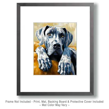 Waiting Great Dane - Pet Dog Still Life Wall Art Prints – 8″x10″ Artwork for 11″x14″ Frame