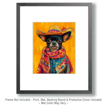Senor Chihuahua - Pet Dog Still Life Wall Art Prints – 8″x10″ Artwork for 11″x14″ Frame