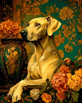 Fawn Great Dane Portrait - Pet Dog Still Life Wall Art Prints – 8″x10″ Artwork for 11″x14″ Frame