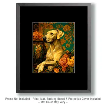 Fawn Great Dane Portrait - Pet Dog Still Life Wall Art Prints – 8″x10″ Artwork for 11″x14″ Frame
