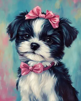Pretty Shih Tzu Puppy - Pet Dog Still Life Wall Art Prints – 8″x10″ Artwork for 11″x14″ Frame