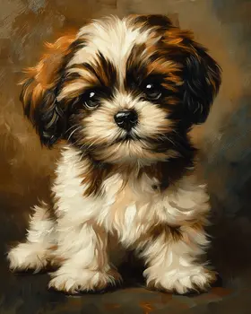 Cute Shih Tzu Puppy - Pet Dog Still Life Wall Art Prints – 8″x10″ Artwork for 11″x14″ Frame