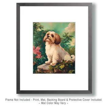 The Majestic Shih Tzu - Pet Dog Still Life Wall Art Prints – 8″x10″ Artwork for 11″x14″ Frame