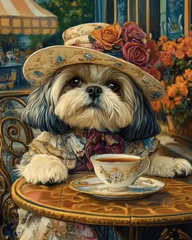 Impatient Shih Tzu - Pet Dog Still Life Wall Art Prints – 8″x10″ Artwork for 11″x14″ Frame