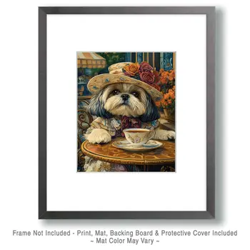 Impatient Shih Tzu - Pet Dog Still Life Wall Art Prints – 8″x10″ Artwork for 11″x14″ Frame