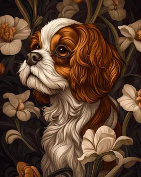 Nouveau Shih Tzu - Pet Dog Still Life Wall Art Prints – 8″x10″ Artwork for 11″x14″ Frame