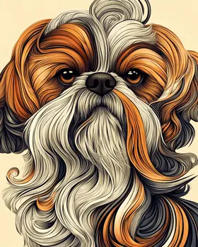Stylized Shih Tzu - Pet Dog Still Life Wall Art Prints – 8″x10″ Artwork for 11″x14″ Frame