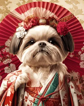 Princess Shih Tzu - Pet Dog Still Life Wall Art Prints – 8″x10″ Artwork for 11″x14″ Frame