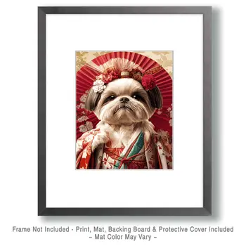 Princess Shih Tzu - Pet Dog Still Life Wall Art Prints – 8″x10″ Artwork for 11″x14″ Frame