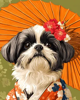 Mei (美) the Shih Tzu - Pet Dog Still Life Wall Art Prints – 8″x10″ Artwork for 11″x14″ Frame