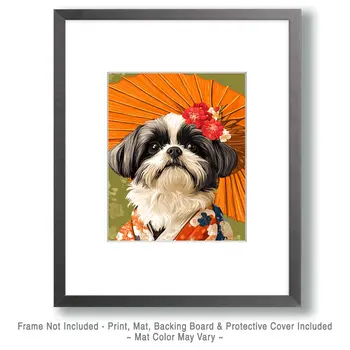 Mei (美) the Shih Tzu - Pet Dog Still Life Wall Art Prints – 8″x10″ Artwork for 11″x14″ Frame