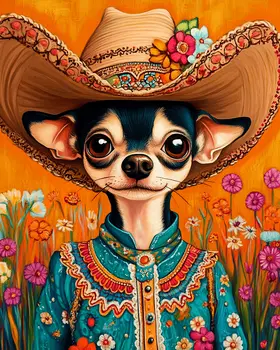 Senorita Chihuahua - Pet Dog Still Life Wall Art Prints – 8″x10″ Artwork for 11″x14″ Frame