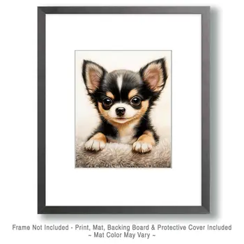 Chihuahua Puppy - Pet Dog Still Life Wall Art Prints – 8″x10″ Artwork for 11″x14″ Frame