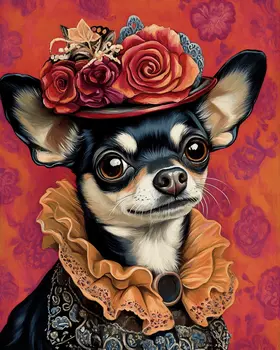 Lupita Chihuahua Portrait - Pet Dog Still Life Wall Art Prints – 8″x10″ Artwork for 11″x14″ Frame