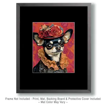 Lupita Chihuahua Portrait - Pet Dog Still Life Wall Art Prints – 8″x10″ Artwork for 11″x14″ Frame