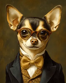 Chihuahua Nerd - Pet Dog Still Life Wall Art Prints – 8″x10″ Artwork for 11″x14″ Frame