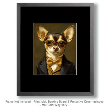 Chihuahua Nerd - Pet Dog Still Life Wall Art Prints – 8″x10″ Artwork for 11″x14″ Frame