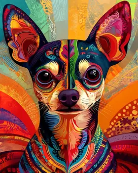 Abstract Chihuahua - Pet Dog Still Life Wall Art Prints – 8″x10″ Artwork for 11″x14″ Frame