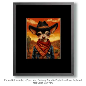Chihuahua Vaquero - Pet Dog Still Life Wall Art Prints – 8″x10″ Artwork for 11″x14″ Frame