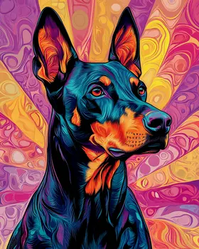 BOHO Doberman Pinscher - Pet Dog Still Life Wall Art Prints – 8″x10″ Artwork for 11″x14″ Frame