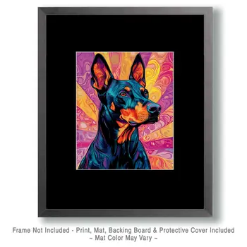 BOHO Doberman Pinscher - Pet Dog Still Life Wall Art Prints – 8″x10″ Artwork for 11″x14″ Frame