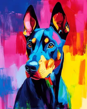 Pop Art Doberman Pinscher - Pet Dog Still Life Wall Art Prints – 8″x10″ Artwork for 11″x14″ Frame
