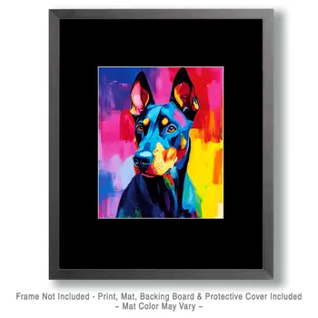 Pop Art Doberman Pinscher - Pet Dog Still Life Wall Art Prints – 8″x10″ Artwork for 11″x14″ Frame