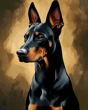 Doberman Pinscher Portrait - Pet Dog Still Life Wall Art Prints – 8″x10″ Artwork for 11″x14″ Frame
