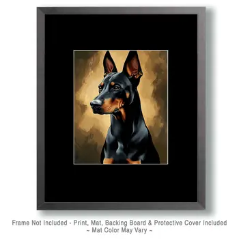 Doberman Pinscher Portrait - Pet Dog Still Life Wall Art Prints – 8″x10″ Artwork for 11″x14″ Frame