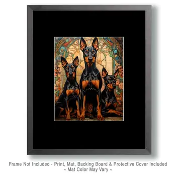 Three Doberman Pinschers - Pet Dog Still Life Wall Art Prints – 8″x10″ Artwork for 11″x14″ Frame