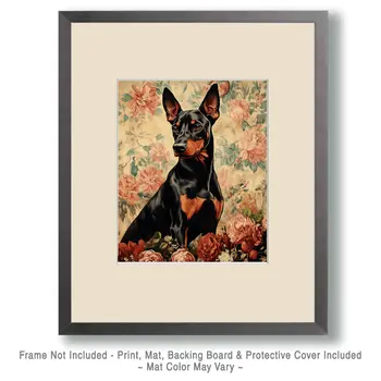 Old Fashion Doberman Pinscher - Pet Dog Still Life Wall Art Prints – 8″x10″ Artwork for 11″x14″ Frame