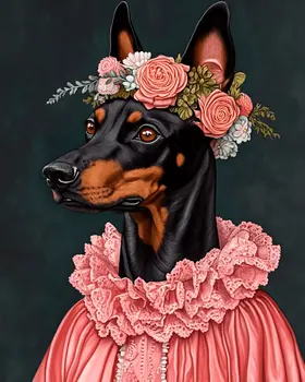 Doberman Pinscher Maria - Pet Dog Still Life Wall Art Prints – 8″x10″ Artwork for 11″x14″ Frame