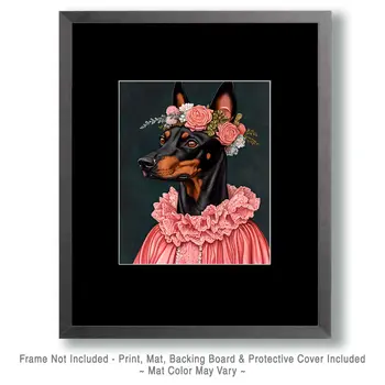 Doberman Pinscher Maria - Pet Dog Still Life Wall Art Prints – 8″x10″ Artwork for 11″x14″ Frame
