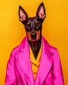 Doberman Pinscher Hepcat - Pet Dog Still Life Wall Art Prints – 8″x10″ Artwork for 11″x14″ Frame