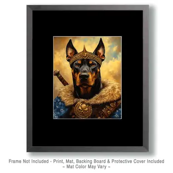 Doberman Pinscher King - Pet Dog Still Life Wall Art Prints – 8″x10″ Artwork for 11″x14″ Frame