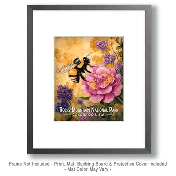 Garden Bumblebee - Rocky Mountain Souvenir Art Prints - 8"x10" Artwork for 11"x14" Frame