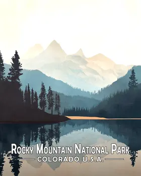Mountain Scenery - Rocky Mountain Souvenir Art Prints - 8"x10" Artwork for 11"x14" Frame