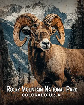 Bighorn Ram - Rocky Mountain Souvenir Art Prints - 8"x10" Artwork for 11"x14" Frame