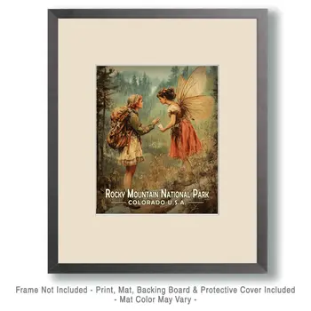 Fairy Gives Directions - Rocky Mountain Souvenir Art Prints - 8"x10" Artwork for 11"x14" Frame