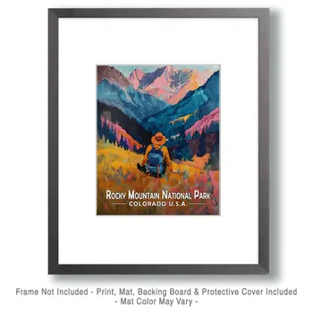 Hiker's Solitude - Rocky Mountain Souvenir Art Prints - 8"x10" Artwork for 11"x14" Frame