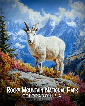 Classic Mountain Goat - Rocky Mountain Souvenir Art Prints - 8"x10" Artwork for 11"x14" Frame