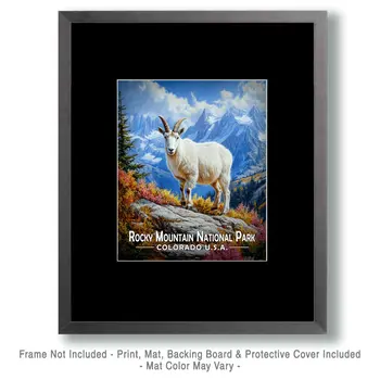 Classic Mountain Goat - Rocky Mountain Souvenir Art Prints - 8"x10" Artwork for 11"x14" Frame