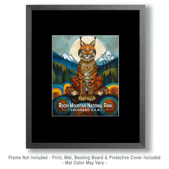 Stylized Bobcat - Rocky Mountain Souvenir Art Prints - 8"x10" Artwork for 11"x14" Frame