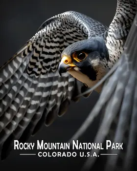 Flying Peregrine Falcon - Rocky Mountain Souvenir Art Prints - 8"x10" Artwork for 11"x14" Frame