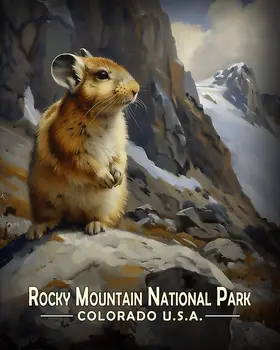Alert Pika - Rocky Mountain Souvenir Art Prints - 8"x10" Artwork for 11"x14" Frame