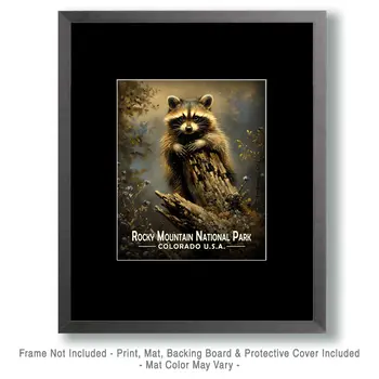 Raccoon Kit - Rocky Mountain Souvenir Art Prints - 8"x10" Artwork for 11"x14" Frame