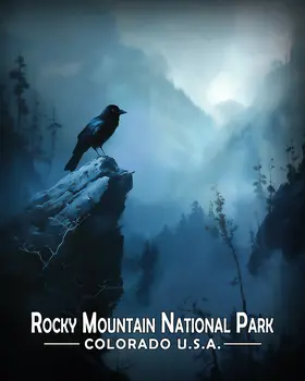 Lone Raven - Rocky Mountain Souvenir Art Prints - 8"x10" Artwork for 11"x14" Frame