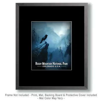 Lone Raven - Rocky Mountain Souvenir Art Prints - 8"x10" Artwork for 11"x14" Frame