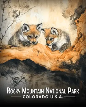 Wolf Pups Eye Dragonfly - Rocky Mountain Souvenir Art Prints - 8"x10" Artwork for 11"x14" Frame