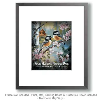 Chickadees - Rocky Mountain Souvenir Art Prints - 8"x10" Artwork for 11"x14" Frame